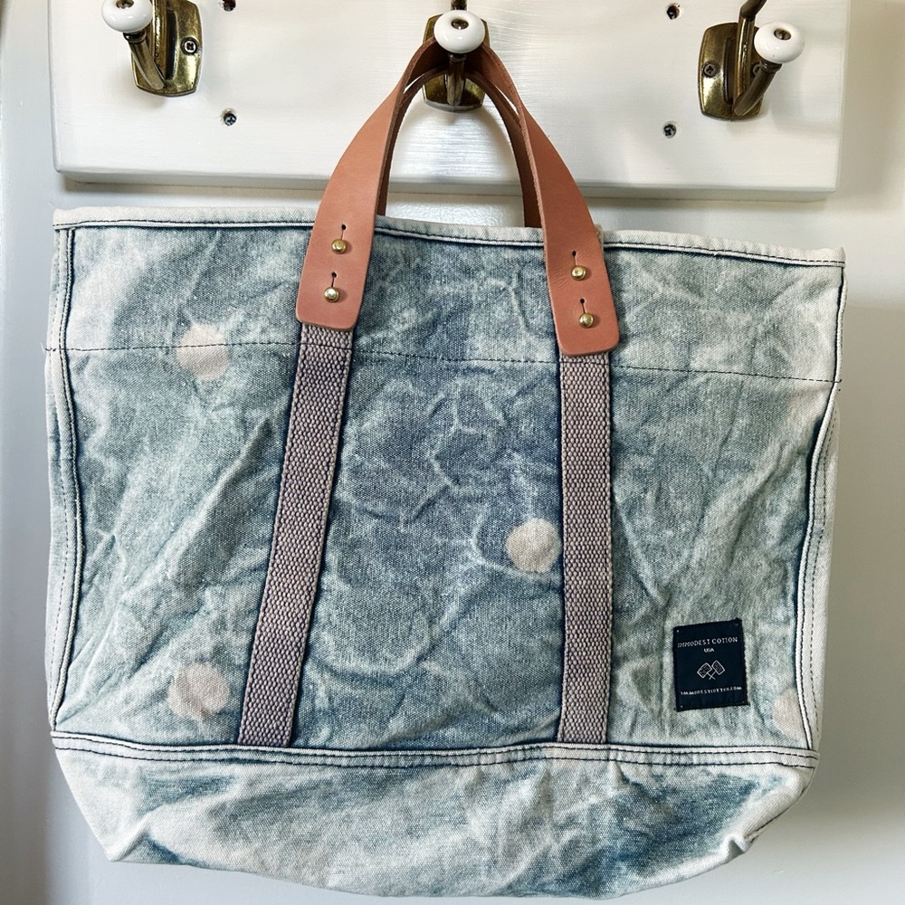 Immodest Cotton Small East West Tote Denim Moon Indigo Handmade Canvas Bag